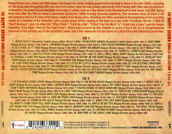 Nappy Brown : The Nappy Brown Singles Collection 1954-62 (2xCD, Comp)