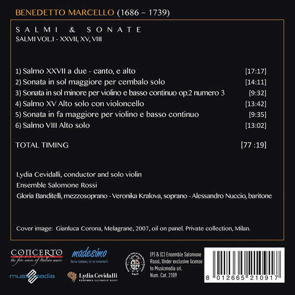 Benedetto Marcello, Ensemble Salomone Rossi, Lydia Cevidalli, Gloria Banditelli, Veronika Kralova, Alessandro Nuccio : Salmi & Sonate (CD)