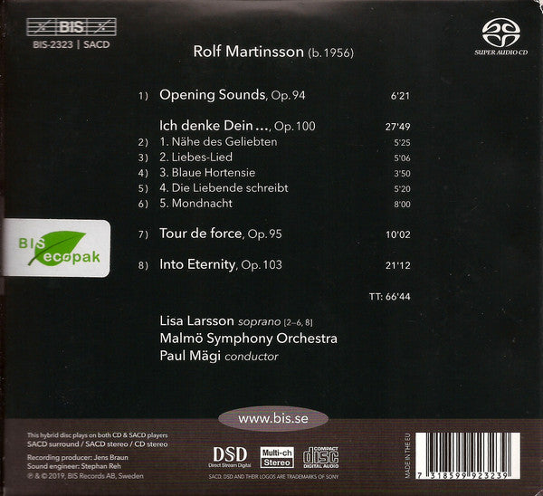 Rolf Martinsson, Lisa Larsson, Malmö Symphony Orchestra, Paul Mägi : Into Eternity (SACD, Hybrid, Multichannel, Album)