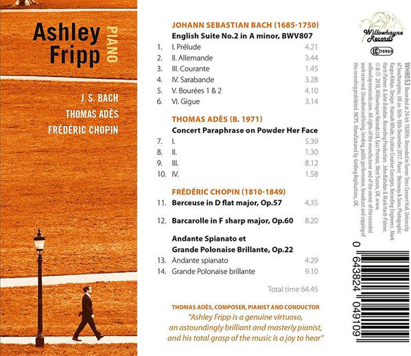 Ashley Fripp, Johann Sebastian Bach, Thomas Adès, Frédéric Chopin : J.S. Bach, Adès, Chopin (CD, Album)