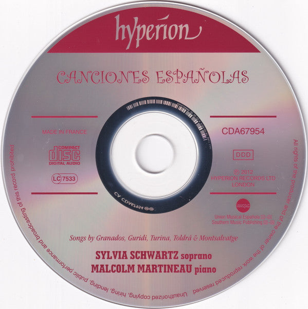 Sylvia Schwartz (2), Malcolm Martineau : Canciones Españolas (CD, Album)
