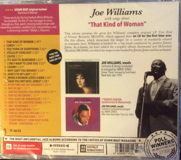 Joe Williams : That Kind Of  Woman + Sentimental & Melancholy (CD, Comp, RE)