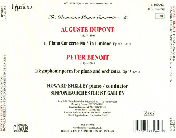 Auguste Dupont, Peter Benoit, Howard Shelley, Sinfonieorchester St. Gallen : Piano Concertos (CD, Album)