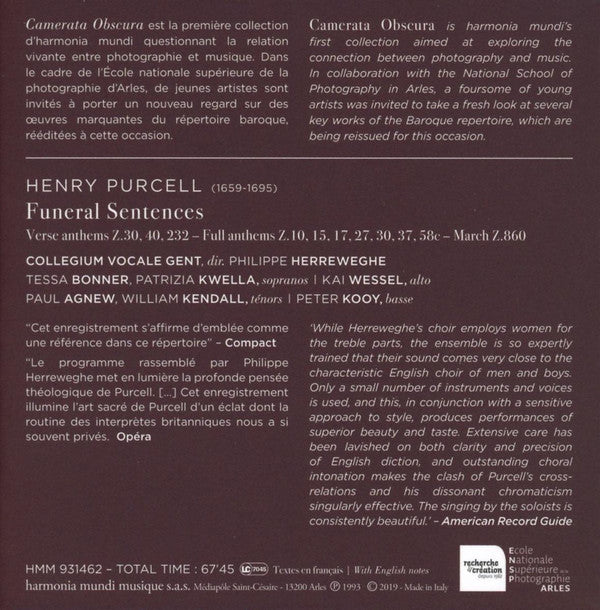 Henry Purcell - Collegium Vocale, Philippe Herreweghe : Funeral Sentences (CD, Album, RE + Box)