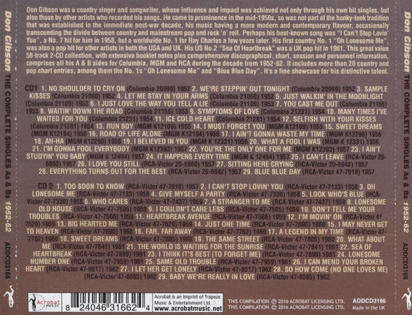 Don Gibson : The Complete Singles As & Bs 1952-62 (2xCDr, Comp)