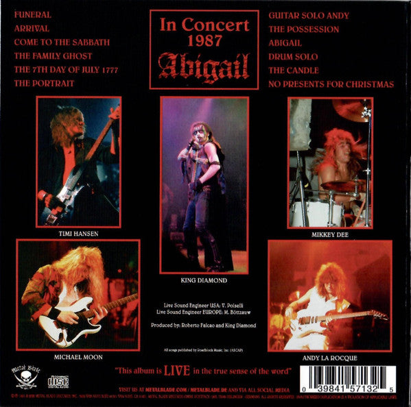 King Diamond : In Concert 1987 Abigail (CD, Album, RE, Gat)