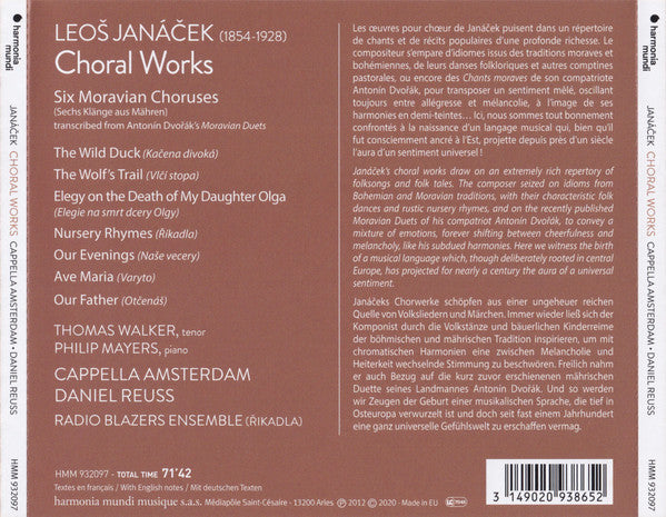 Leoš Janáček, Cappella Amsterdam, Daniel Reuss : Choral Works (Six Moravian Choruses (After Dvořák)) (CD, RP)