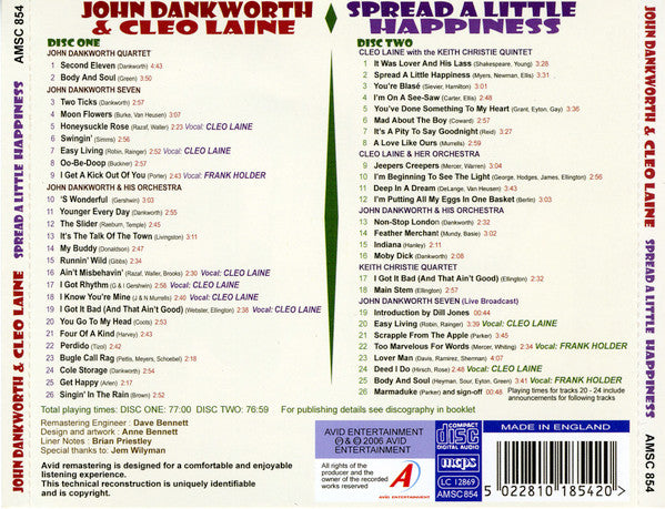 John Dankworth & Cleo Laine : Spread A Little Happiness (2xCD, Comp)
