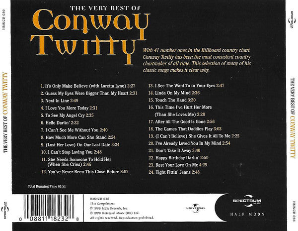 Conway Twitty : The Very Best Of Conway Twitty (CD, Comp, RE)