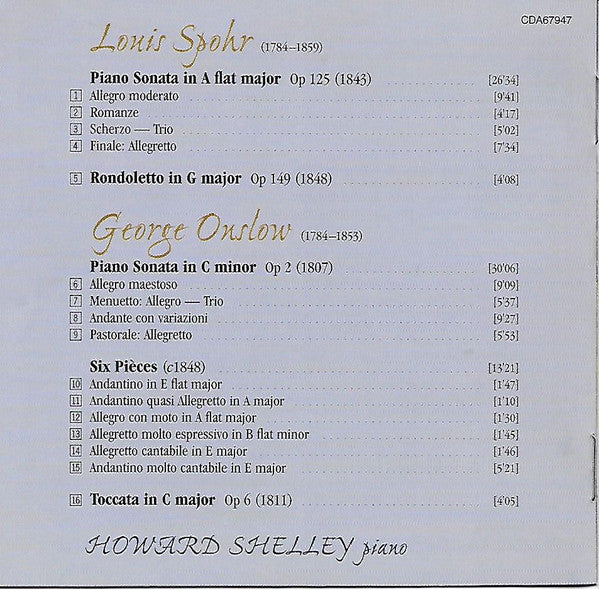 Louis Spohr, George Onslow, Howard Shelley : Piano Sonatas (CD, Album)
