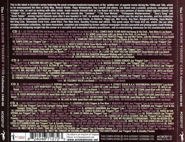 Lou Busch : The Lou Busch/Joe "Fingers" Carr Collection 1940-62 (4xCD, Comp)