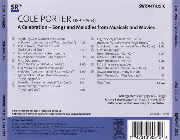 Cole Porter, Juliane Banse, Deutsche Radio Philharmonie Saarbrücken Kaiserslautern, Dorian Wilson : A Celebration – Songs And Melodies From Musicals And Movies (CD, Album)