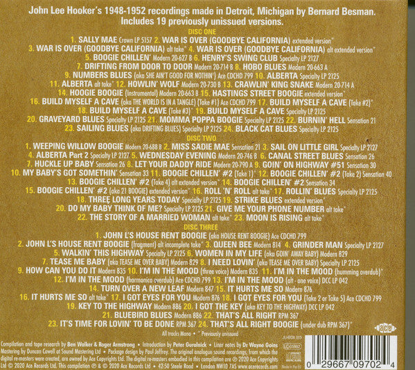 John Lee Hooker : Documenting The Sensation Recordings 1948-52 (3xCD, Comp, RM, Dig + Box, Sli)