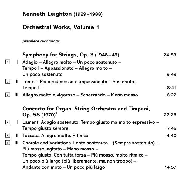 Kenneth Leighton, John Scott (10), BBC National Orchestra Of Wales, Richard Hickox : Orchestral Works, Volume 1 (CD)