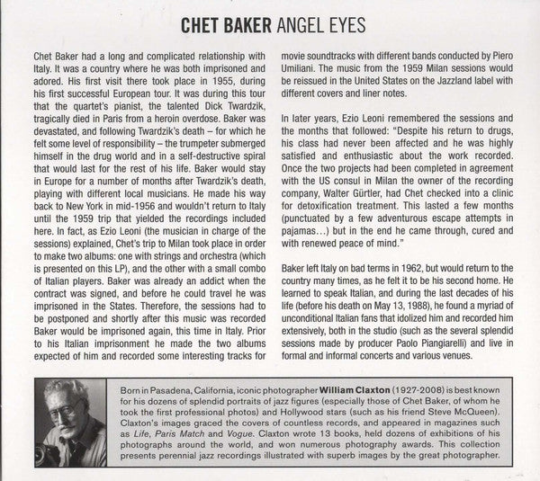 Chet Baker : Angel Eyes (CD, Album, RM, Dig)