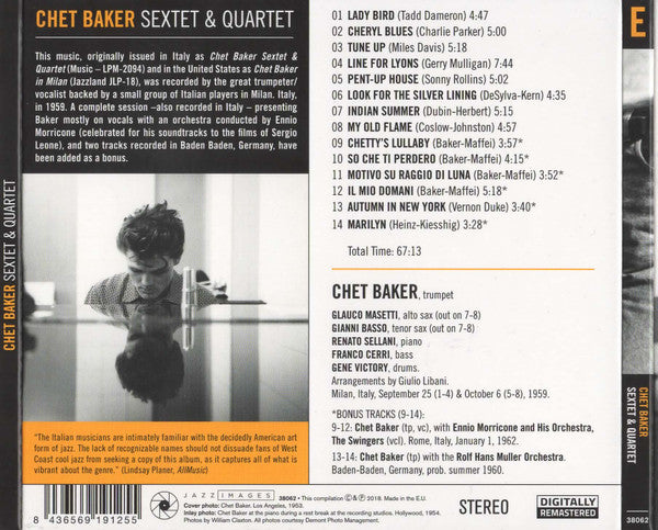 Chet Baker : Sextet & Quartet (CD, Album, RE, RM, Dig)