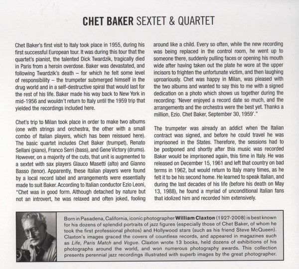 Chet Baker : Sextet & Quartet (CD, Album, RE, RM, Dig)