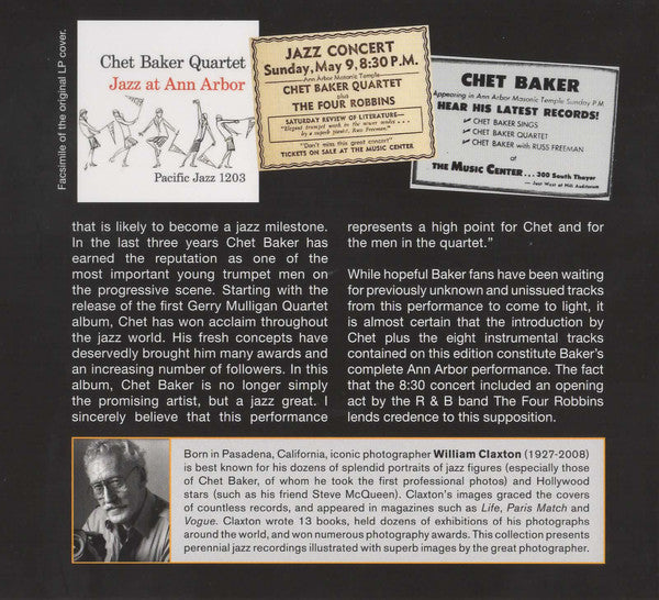 Chet Baker : Live At Ann Arbor (CD, Album, RM, Dig)