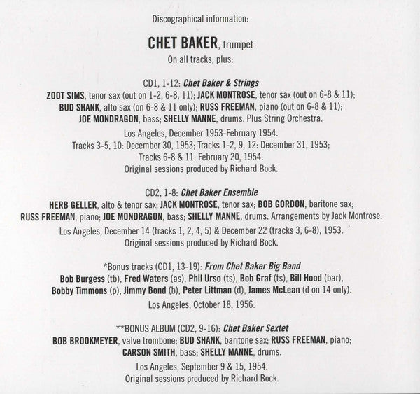 Chet Baker : Strings & Ensemble (2xCD, Comp, RM, Dig)