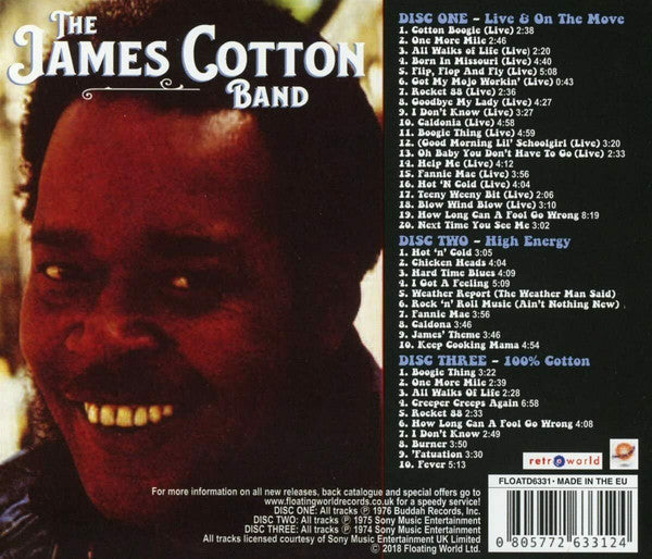 The James Cotton Band : Live And On The Move / High Energy / 100% Cotton (3xCD, Album, Comp, RE)