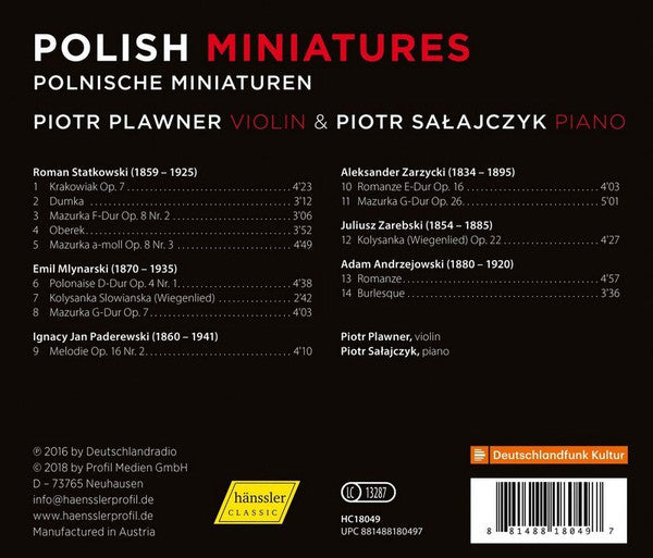 Piotr Pławner, Piotr Sałajczyk : Polish Miniatures (CD, Album)