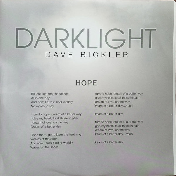 Dave Bickler : Darklight (LP, Album, Ltd, gre)
