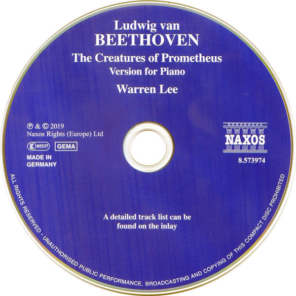 Ludwig van Beethoven, Warren Lee (7) : The Creatures Of Prometheus - Version For Piano (CD, Album)