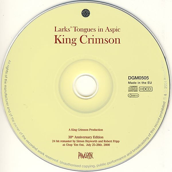King Crimson : Larks' Tongues In Aspic (HDCD, Album, RE, RM)