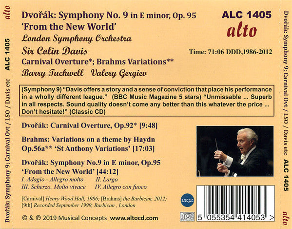 Antonín Dvořák / Johannes Brahms - London Symphony Orchestra, Sir Colin Davis, Barry Tuckwell, Valery Gergiev : Symphony No. 9 'From The New World', Carnival Overture / Variations On A Theme By Haydn (CD, Comp)