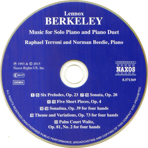 Lennox Berkeley, Raphael Terroni, Norman Beedie : Music For Solo Piano And Piano Duet (CD, Album)