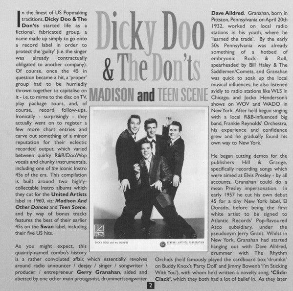 Dicky Doo & The Don'ts : Madison And Teen Scene (CD, Comp)