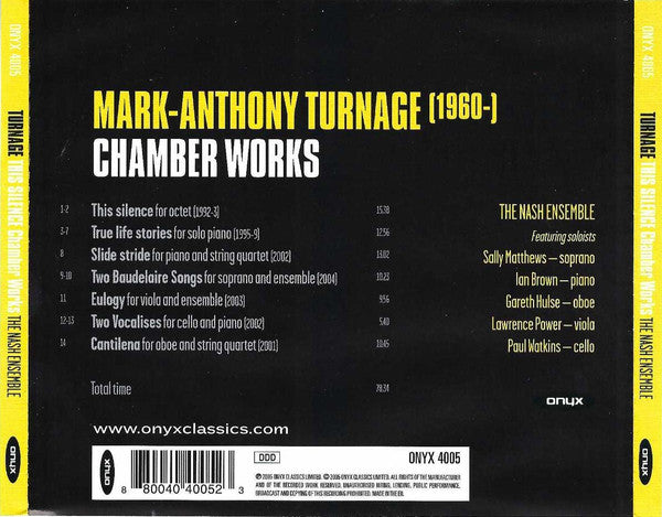Mark-Anthony Turnage – The Nash Ensemble, Sally Matthews : This Silence: Chamber Works (CD)