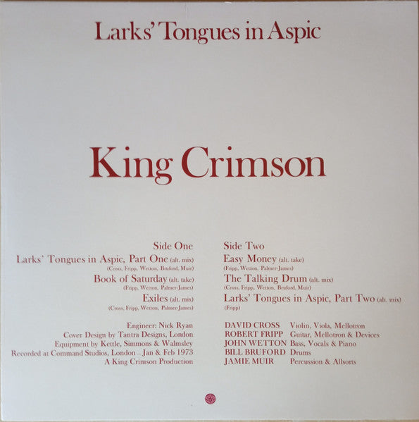 King Crimson : Larks' Tongues In Aspic (Alternative Takes And Mixes) (LP, Album, RE, 200)