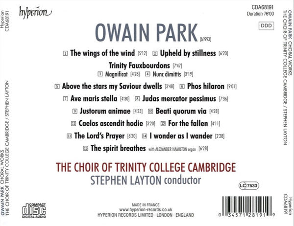 Owain Park, The Choir Of Trinity College, Cambridge, Stephen Layton : Choral Works (CD, Album)
