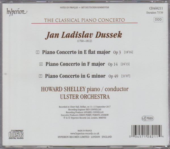 Jan Ladislav Dusík, Howard Shelley, Ulster Orchestra : Piano Concertos Opp. 3, 14 & 49 (CD, Album)