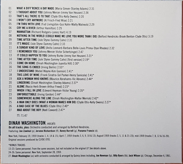 Dinah Washington : What A Diff'rence A Day Makes! (CD, Comp, RE, RM)