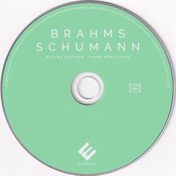 Johannes Brahms, Robert Schumann, Paloma Kouider, Fanny Robilliard : Brahms Schumann (CD, Album)