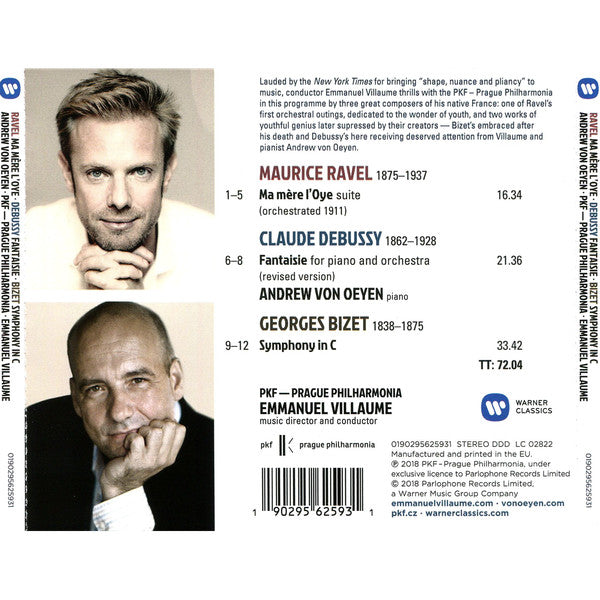 Maurice Ravel, Claude Debussy, Georges Bizet, Andrew von Oeyen, Emmanuel Villaume : Ma Mère l'Oye; Fantasie; Symphony in C (CD, Album)
