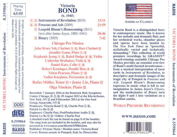 Victoria Bond (2), Chicago Pro Musica, Rufus Müller, Jenny Lin, Olga Vinokur : Instruments of Revelation (CD, Album)