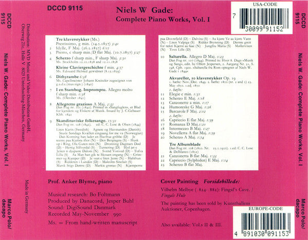 Niels Wilhelm Gade, Anker Blyme : Piano Music. Complete Edition – Vol. I (CD, Album)