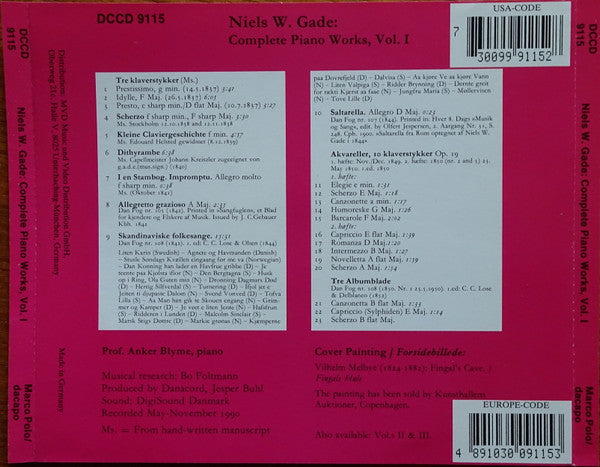 Niels Wilhelm Gade, Anker Blyme : Piano Music. Complete Edition – Vol. I (CD, Album)