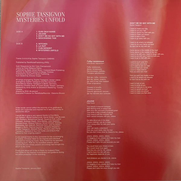 Sophie Tassignon : Mysteries Unfold (LP, Album)