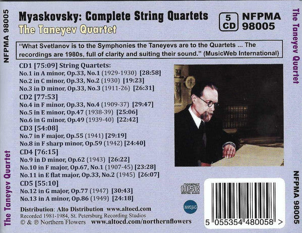Nikolai Myaskovsky – Taneyev Quartet : Complete String Quartets Nos. 1-13 (5xCD, Comp)