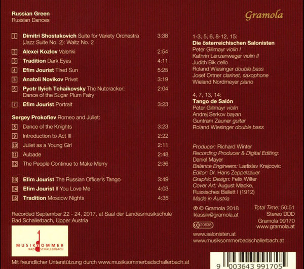 Peter Gillmayr, Die Österreichischen Salonisten, Tango De Salón : Russisch Grün (Russian Dances) (CD, Album)