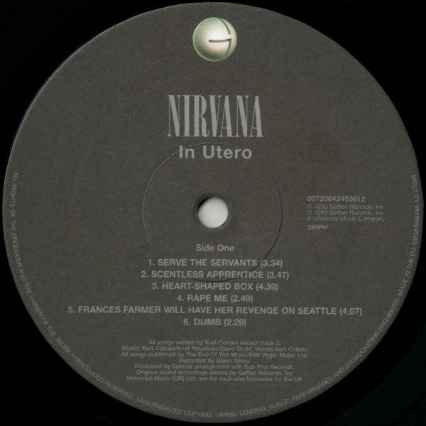 Nirvana : In Utero (LP, Album, RE, RM, 180)