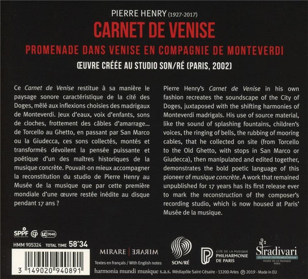Pierre Henry : Carnet De Venise (CD, Album)