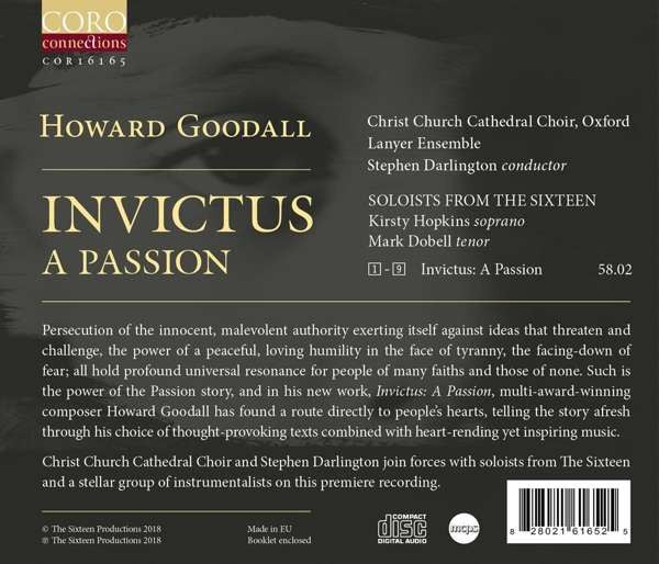Howard Goodall, The Choir Of Christ Church Cathedral, The Sixteen, The Lanyer Ensemble, Stephen Darlington : Invictus: A Passion (CD, Album)