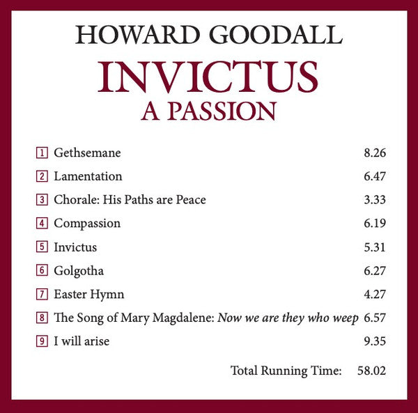 Howard Goodall, The Choir Of Christ Church Cathedral, The Sixteen, The Lanyer Ensemble, Stephen Darlington : Invictus: A Passion (CD, Album)