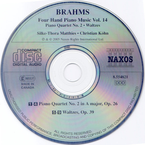 Johannes Brahms, Silke-Thora Matthies, Christian Köhn : Four Hand Piano Music Vol. 14 (CD, Album)