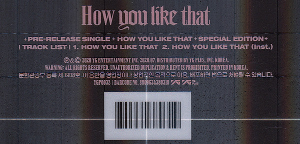 BLACKPINK : How You Like That  (CD, Single, S/Edition)